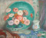 John Hubbard Rich, Still life with pink flowers, oil on canvas