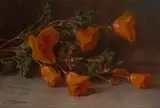 Alice Brown Chittenden, California poppies, oil on canvas affixed to board
