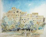 James Reeve, Sana'a, Yemen, 1984, watercolor and pencil on paper