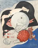 Jun'ichirō Sekino, Seafood, 1956, Woodcut in colors on Japanese paper
