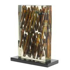 Waiting to Exhale by Arman, 1997, Accumulation cigars embedded in Plexiglas multiple, sold Dec 2015