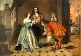 Ra William Powell Frith, A scene from Moliere's Le Bourgeois Gentilhomme: Monsieur Jourdain receiving his guests, oil on canvas