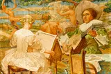 French School, A musical moment, mixed media on paper laid down on board