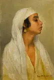 Franz Xaver Kosler, A portrait of an Egyptian girl, oil on canvas