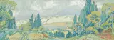 Edgar Alwin Payne, Landscape with distant lake, gouache and pencil on paper