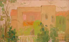 Mabel Alvarez, From Al's back porch, oil on board