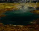 Albert Lorey Groll, Green pool, Yellowstone, oil on board