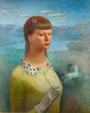 Jaroslav Brozik, Portrait of a woman with horses, oil on board