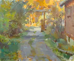 Sergei Bongart, Path by a house, oil on canvas