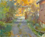 Sergei Bongart, Path by a house, oil on canvas