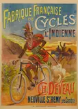 unknown Artist, Cycles L'Indienne - Ch. Deveau, Neuville St. Rémi près Cambra, c. 1900, Lithographic poster in colors on two sheets of wove paper backed with linen