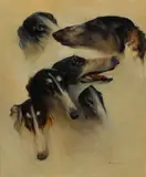 Kreszenz, Studies of heads of Borzoi, oil on canvas
