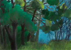 Edge of Cliff by Paul Wonner, 2004, acrylic and pencil on paper, sold Jun 2015