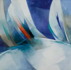 La Course by Pierre Gauvreau, acrylic on canvas, offered Jun 2015