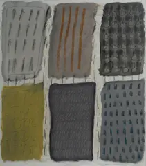 Ida Kohlmeyer, Monoliths #1, 1977, oil and pastel on canvas laid on canvas