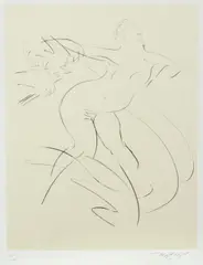 Plate 11, from Leda and the Swan; Plate 4, from Nymph and Goat, c. 1970; c. 1980 by Reuben Nakian, Etchings on chine collé to wove support, each signed in pencil, offered Jun 2015