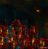 The City by Leonardo Nierman, 1963, acrylic on masonite, offered Jun 2015