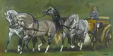 Ludwik Maciąg, A horse drawn carriage, oil on canvas