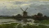 Paul Joseph Constantin Gabriël, A Dutch landscape with a windmill, oil on canvas