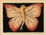Papillon III  (H., C. & I. 455) by Louis Icart, 1936, Etching, drypoint and aquatint with handcoloring and lacquer, sold Jun 2015