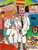 Richard Marshall Merkin, Scott and Zelda Fitzgerald in Paris; Good-Bye Al (Self-Portrait with Nina), 2003 (2), first pastel on paper; second pastel and oil stick on paper