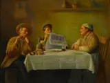 Michele Falanga, Reading the news, oil on panel
