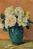 Jules Eugene Pages, A still life with flowers; The courtyard garden (Group of 2)