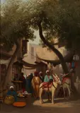 Théodore Frère, An Arab market, oil on panel