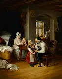 Johann Nepomuk Gebhardt, The happy family, oil on canvas