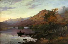 James Heron, Evening on the lake, oil on canvas