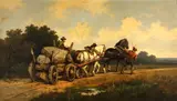 Harden Sidney Melville, An open landscape with a horse cart and figures on a track, oil on canvas