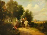Miller, A wayside chat, oil on canvas laid down on board