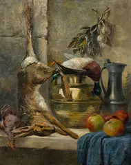 E. M. Samson, A still life with a dead hare, oil on canvas