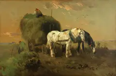 Georg Schmitz, Haymaking, oil on canvas