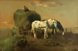 Georg Schmitz, Haymaking, oil on canvas