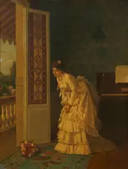 Auguste Toulmouche, The surprise bouquet, oil on canvas
