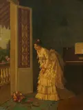 Auguste Toulmouche, The surprise bouquet, oil on canvas
