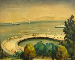 Rinaldo Cuneo, Aquatic Park, San Francisco, oil on canvas