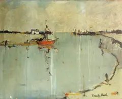 Thomas Lorraine Hunt, Newport Harbour, oil on board