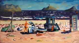 Erle Loran, On the seashore, 1947, oil on masonite
