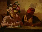 Harry Roseland, Dictant une lettre, oil on canvas