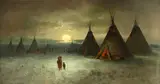 Frederick Ferdinand Schafer, Indian camp in winter, oil on canvas