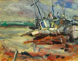Otto Henry Schneider, Harbor scene, oil on canvas