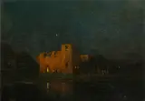 Will Sparks, Evening gathering at an adobe, oil on panel