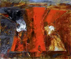 John Walker, Centre at Ferrars, 1986, oil on canvas