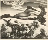 Cradling Wheat (F. 27) by Thomas Hart Benton, 1939, Lithograph on wove paper with GCM watermark, sold Jan 2015