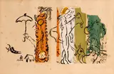 Marc Chagall, Paysage aux Isbas (M. 192; C. bk. 34), 1957, Color lithograph on Arches paper