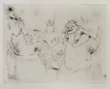 Marc Chagall, Le thé du matin, Pl. 18, from Les Ames mortes (V. 19; C. bk. 17), 1923, Drypoint etching on MBM cream laid paper