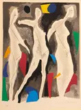 Pl. VII, from Personnages du Sacre du Printemps (G. L120) by Marino Marini, 1974, Color lithograph on Arches paper, sold Jan 2015