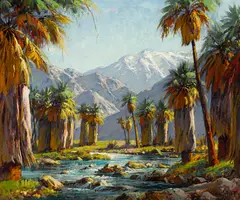 Paul A. Grimm, Palm canyon, oil on board